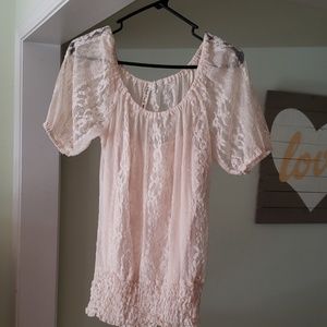 Lacy top with attached camisole